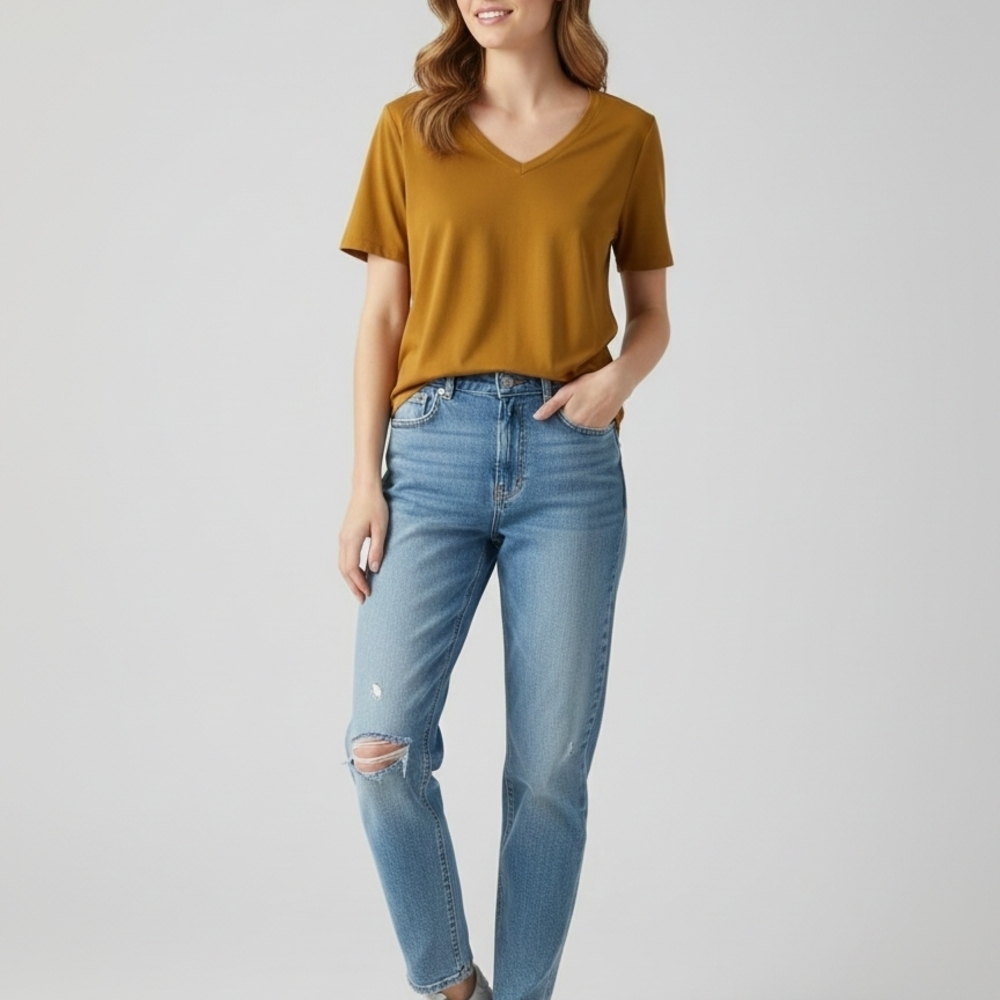Frank & Oak Mustard Short Sleeve Tee Size S